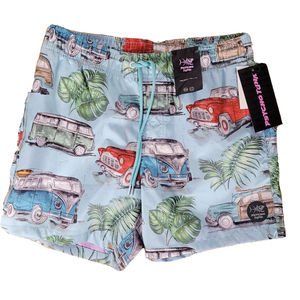 Mens Board Shorts Fair Aqua Vintage Cars Woodie Volkswagen Bus Size S